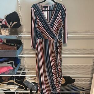 Lane Bryant Vibrant Striped Long Sleeve Dress